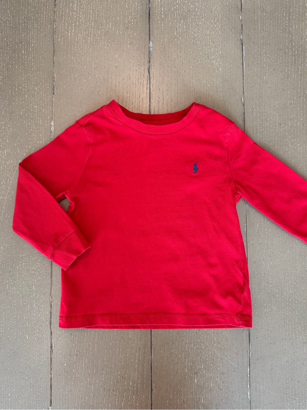 Polo Ralph Lauren Boys’ Long-Sleeve Red Cotton Holiday Polo T-Shirt • Size 18M